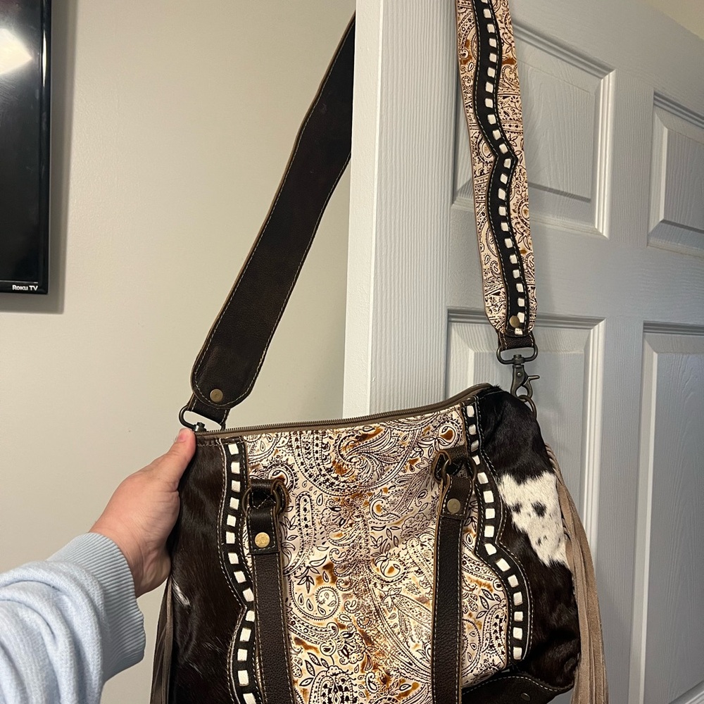Myra Bag Brown and Cream Paisley Shoulder Bag